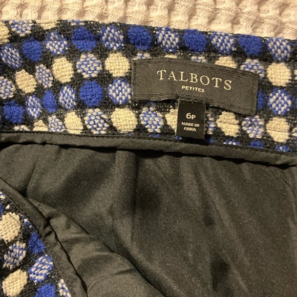 Talbots Blue/black geometric print Brunch A-line classic skirt, 6P, MSRP $89 - Picture 7 of 8
